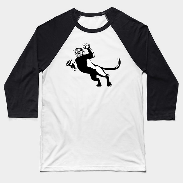 Black Panther Attacking Retro Baseball T-Shirt by retrovectors